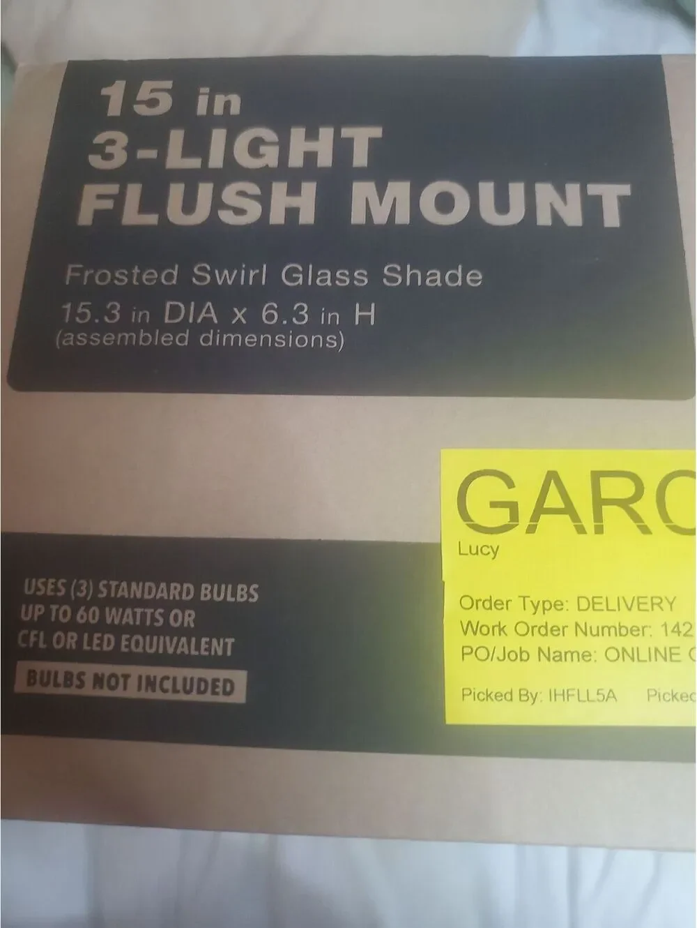 15 in 3-Light Flush Mount Ceiling Light with Frosted Swirl Glass Shade
